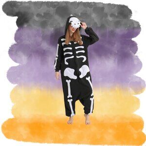 🦊🐼🐯 NWOT SAMGU Adult Skeleton Dinsosaur Onesie Pajamas Costume 🎃✨